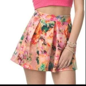 Aeropostale Watercolor Floral Circle Pleated Skirt Size Small